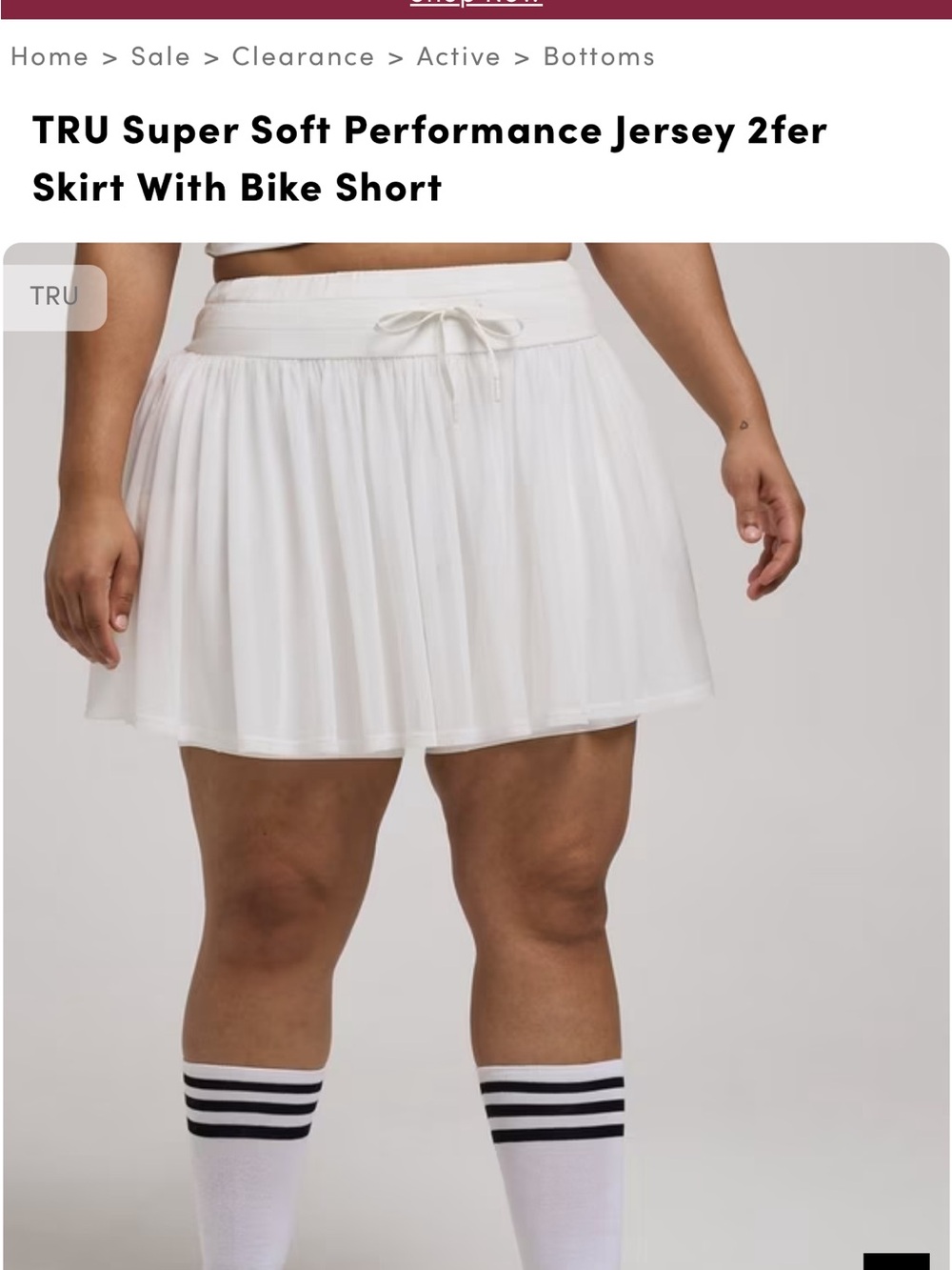 Super Soft Performance Jersey White Skirt with Built-In Bike Short